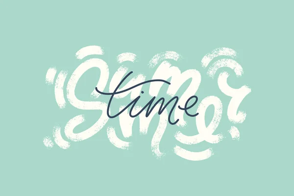 Lettering Phrase Summer Time Hand Written Script Modern Calligraphy Cards — Archivo Imágenes Vectoriales