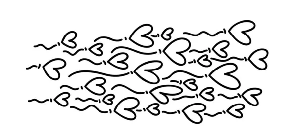 Векторная Композиция Линейными Шарами Форме Сердца Летящими Горизонтально Символ Любви — стоковый вектор