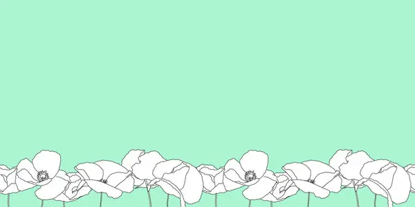 Горизонтальная Бесшовная Цветочная Граница Линейными Цветами Мака Яркая Современная Ботаническая — стоковый вектор