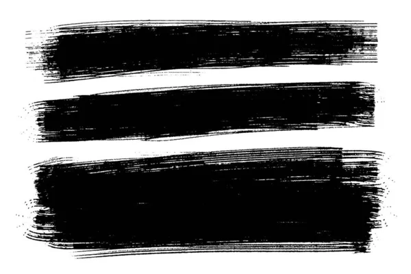 Vektor Set Von Handgezeichneten Horizontalen Pinselstrichen Flecken Für Kulissen Schwarze — Stockvektor