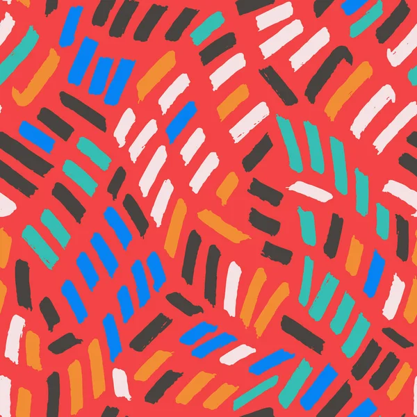 Modèle Abstrait Sans Couture Vectoriel Dessiné Main Avec Coups Pinceau — Image vectorielle