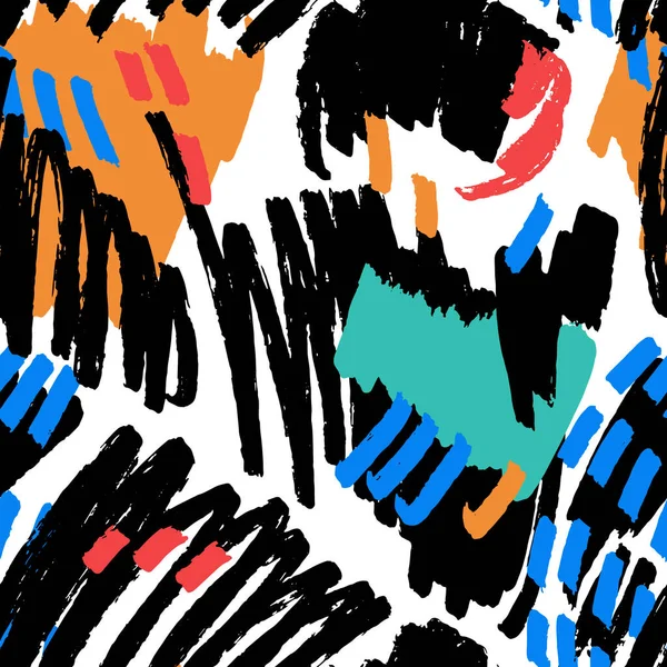 ブラシストロークで手描きベクトル抽象シームレスパターン グラフィックデザインの壁紙として塗装スポット 反復可能な芸術的背景 — ストックベクタ