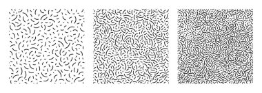 Minimalist el çizimi geometrik şekil modern yazdırılabilir dikişsiz desen seti. Siyah ve beyaz basit tekrarlanabilir arka planlar. Modern vektör duvar kağıtları