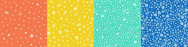 Vector Doodle Seamless Pattern Set Tiny Elements Hand Drawn Hearts — Stock Vector