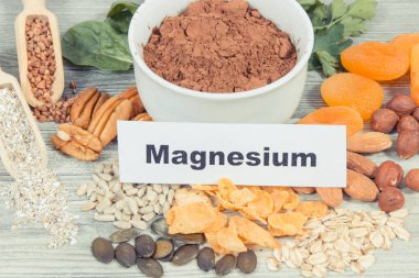 Doğal magnezyum, besleyici magnezyum, diyet lifleri ve diğer vitaminler ve mineraller içeren magnezyum.