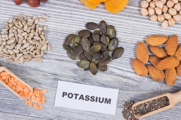 Alimenti Nutrienti Contenenti Potassio Naturale Vitamina Altri Minerali Note Alimentazione — Foto Stock