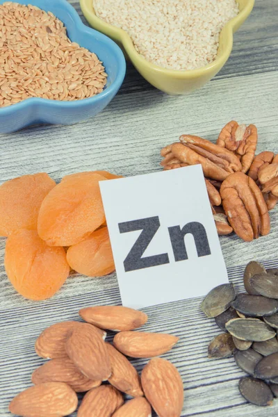 stock image Nutritious healthy food containing natural zinc, vitamins or minerals. Best ingredients for healthy nutrition