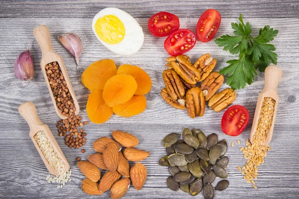Melhores Nutritivos Saudáveis Vários Ingredientes Como Fonte Zinco Natural Outras — Fotografia de Stock