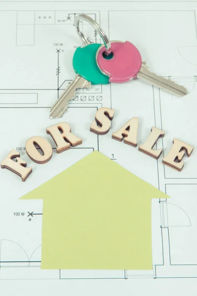 Inscription Sale Home Shape Keys Electrical Construction Drawing Concept Selling — Stock Photo, Image