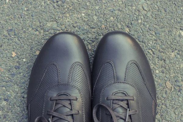 Cómodos Zapatos Cuero Marrón Casual Camino Asfalto Sendero Calzado Masculino —  Fotos de Stock