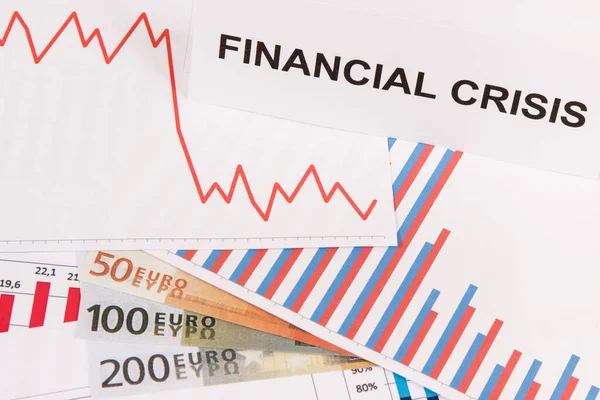 Valute Euro Grafici Ribasso Che Rappresentano Crisi Finanziaria Causata Dal — Foto Stock