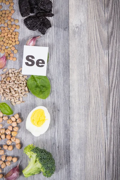 Výživné Zdravé Jídlo Jako Zdroj Přírodního Selenu Vlákniny Dalších Vitaminů — Stock fotografie