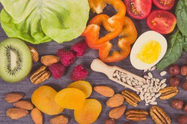 Nutritious food as source natural vitamin E and other minerals. Healthy eating