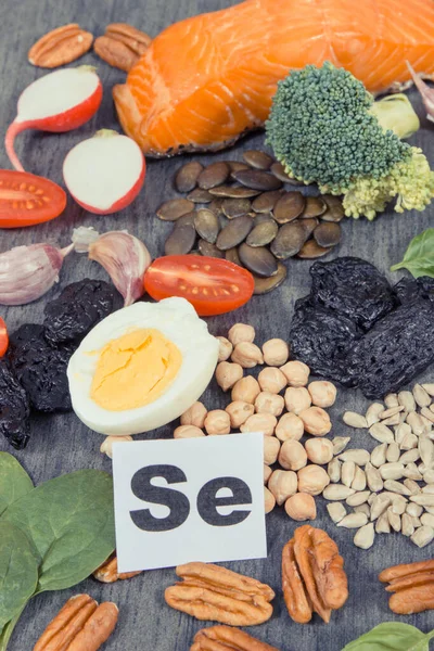 Aliments Sains Comme Source Sélénium Naturel Fibres Alimentaires Autres Vitamines — Photo