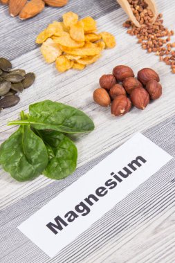 Doğal magnezyum kaynağı olarak sağlıklı besleyici gıdalar ve diğer vitamin ve mineraller