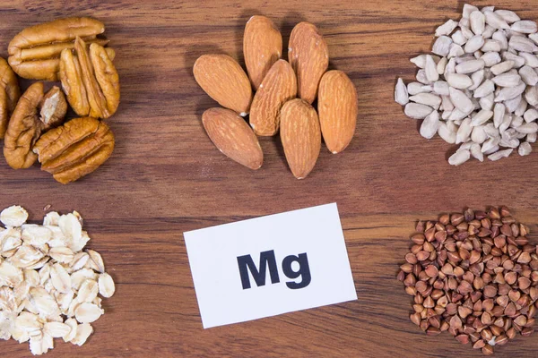 Alimenti Sani Nutrienti Contenenti Magnesio Fibre Alimentari Altre Vitamine Minerali — Foto Stock