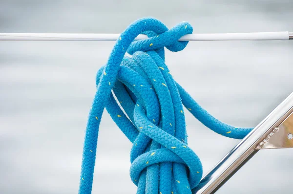 Corda Blu Come Parte Dettaglio Dello Yacht Tavel Trasporto — Foto Stock