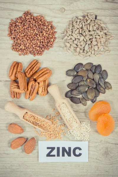 Пищевые Продукты Содержащие Натуральный Цинк Пищевые Волокна Другие Витамины Минералы — стоковое фото