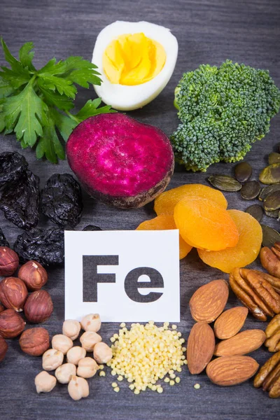 Ingrédients Nutritifs Sains Comme Source Fer Naturel Autres Minéraux Vitamines — Photo