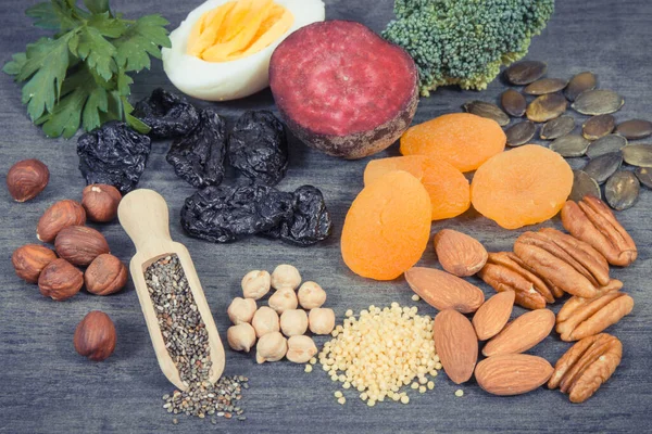 Ingredientes Nutritivos Saludables Como Fuente Hierro Vitaminas Minerales Mejor Comida —  Fotos de Stock