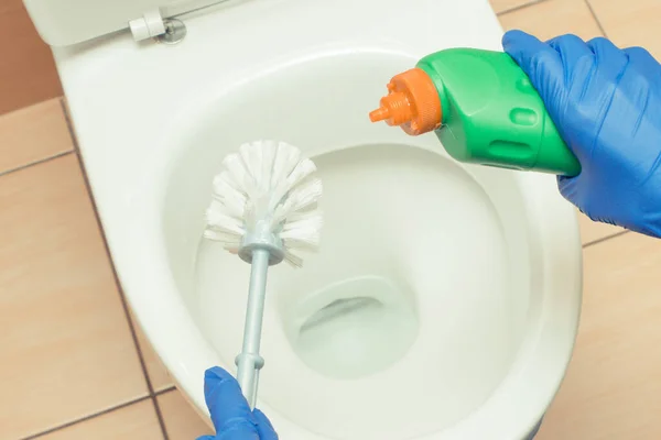 Détergent Domestique Accessoires Pour Nettoyage Des Toilettes Dans Salle Bain — Photo