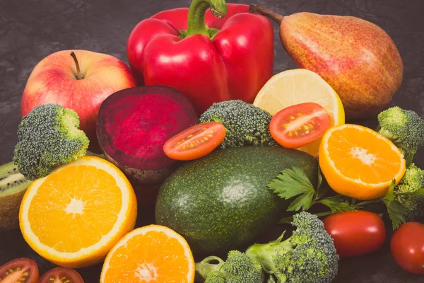 Vers Rijp Fruit Met Groenten Voedzaam Dessert Met Mineralen Vitaminen — Stockfoto