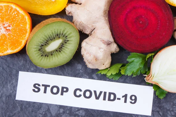Taze Meyve Sebzeler Sağlıklı Vitamin Mineral Kaynağı Olarak Kullanılıyor Covid — Stok fotoğraf