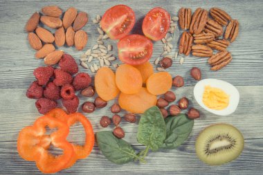 Nutritious food as source natural vitamin E and other minerals. Healthy eating