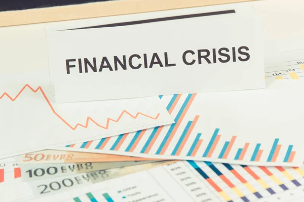 Moedas Euro Gráfico Declínio Risco Crise Financeira Global Causada Pelo — Fotografia de Stock
