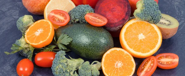 Frutas Maduras Frescas Naturais Com Vegetais Contendo Minerais Vitaminas Estilos — Fotografia de Stock