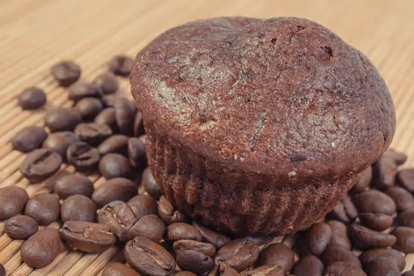 Muffins Caseiros Frescos Assados Com Chocolate Café Sobremesa Deliciosa Para — Fotografia de Stock