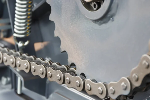 Metalen Ketting Versnelling Als Detail Onderdeel Van Landbouw Industriële Machine — Stockfoto
