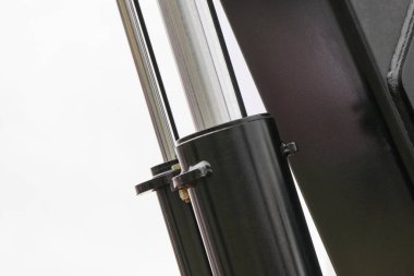 Black piston or actuator as part of pneumatic or hydraulic machine. Technology and engineering