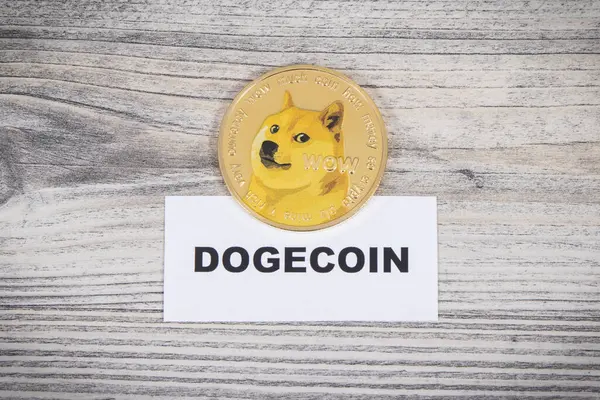 Stock image Dogecoin coin. Symbol of cryptocurrency. International network payment. Finance concept