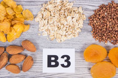 Nutritious food containing natural niacin, dietary fiber and other vitamins or minerals. Healthy eating