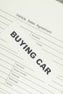 Araç satış sözleşmesi ve araba satın alma yazıtları. Satışlar ve araba satın alma