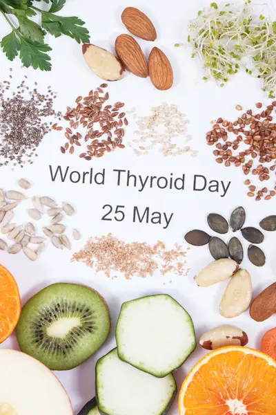 Inscrição Dia Mundial Tireóide Maio Melhores Ingredientes Nutritivos Para Tireóide Imagem De Stock