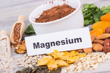 Yazıt magnezyum, sağlıklı besleyici yiyecekler ve çeşitli malzemeler kaynak olarak doğal magnezyum, beslenme lifleri ve diğer mineraller.