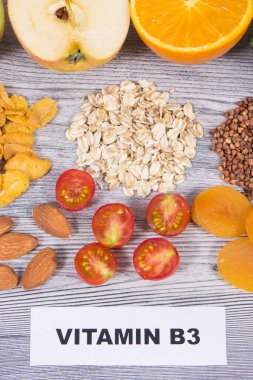 Various products or ingredients containing natural vitamin B3 and other minerals