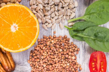 Food containing natural folic acid, dietary fiber and other vitamins or minerals. Healthy eating