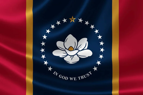 Рендеринг Флага Миссисипи Атласной Текстуре — стоковое фото