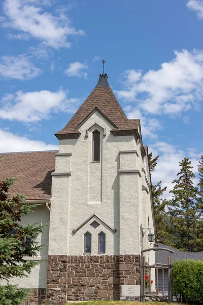 Banff Canada July 2023 Historic Rundle Memorial United Church Corner — Stock Photo, Image