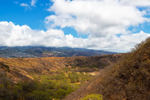 Вид Популярной Тропы Кратера Даймонд Хед Гонолулу Оаху Гавайи Жилыми — стоковое фото