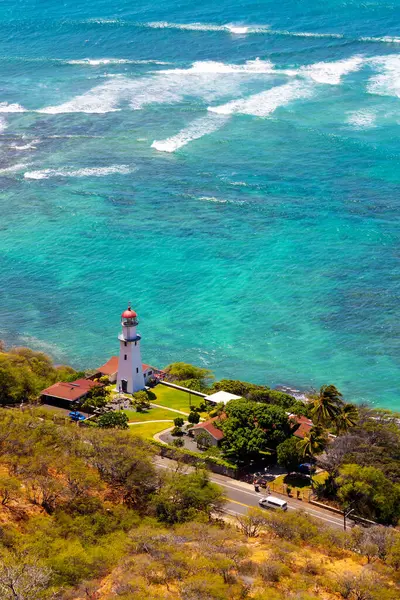夏威夷瓦胡岛檀香山的历史性钻石头像灯塔 免版税图库图片