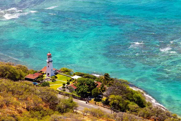 Historisk Diamond Head Fyr Honolulu Oahu Hawaii Stockbild