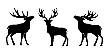 Beyaz arka planda siyah geyik siluetleri.