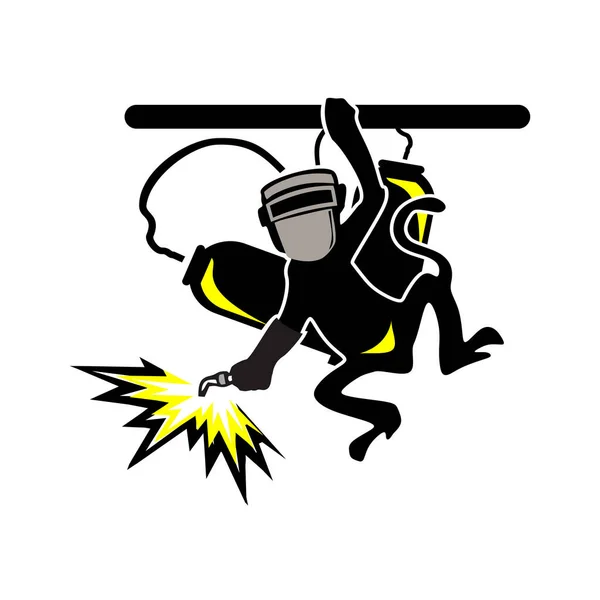 Affe Schweißen Logo Weißer Hintergrund — Stockvektor