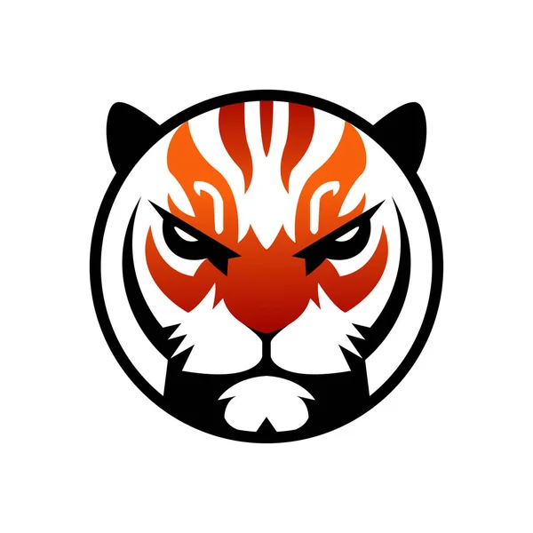 Cerchio Tiger Head Tattoo Design Vettore Illustration Logo Icon — Vettoriale Stock