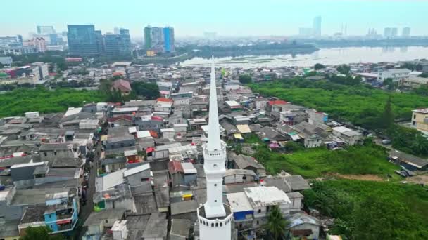 Hava Görüntüsü Jakarta Daki Luar Batang Kutsal Camii Nin Çarpıcı — Stok video