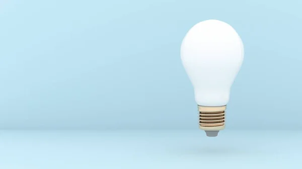 Rendering Einer Weißen Glühbirne Vor Blauem Hintergrund Mit Kopierabstand — Stockfoto
